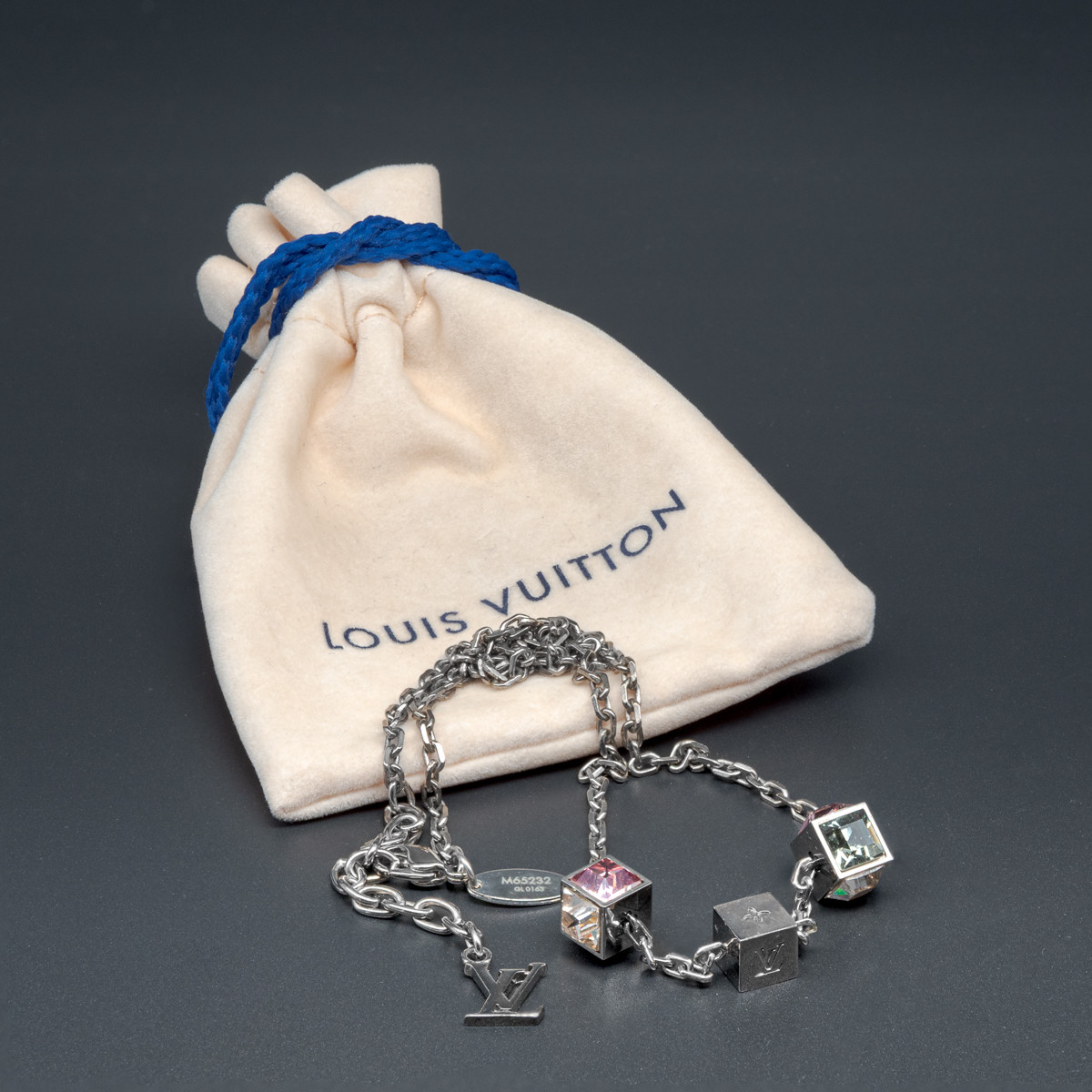 Louis Vuitton Silvertone Swarovski Crystal Gamble Bracelet