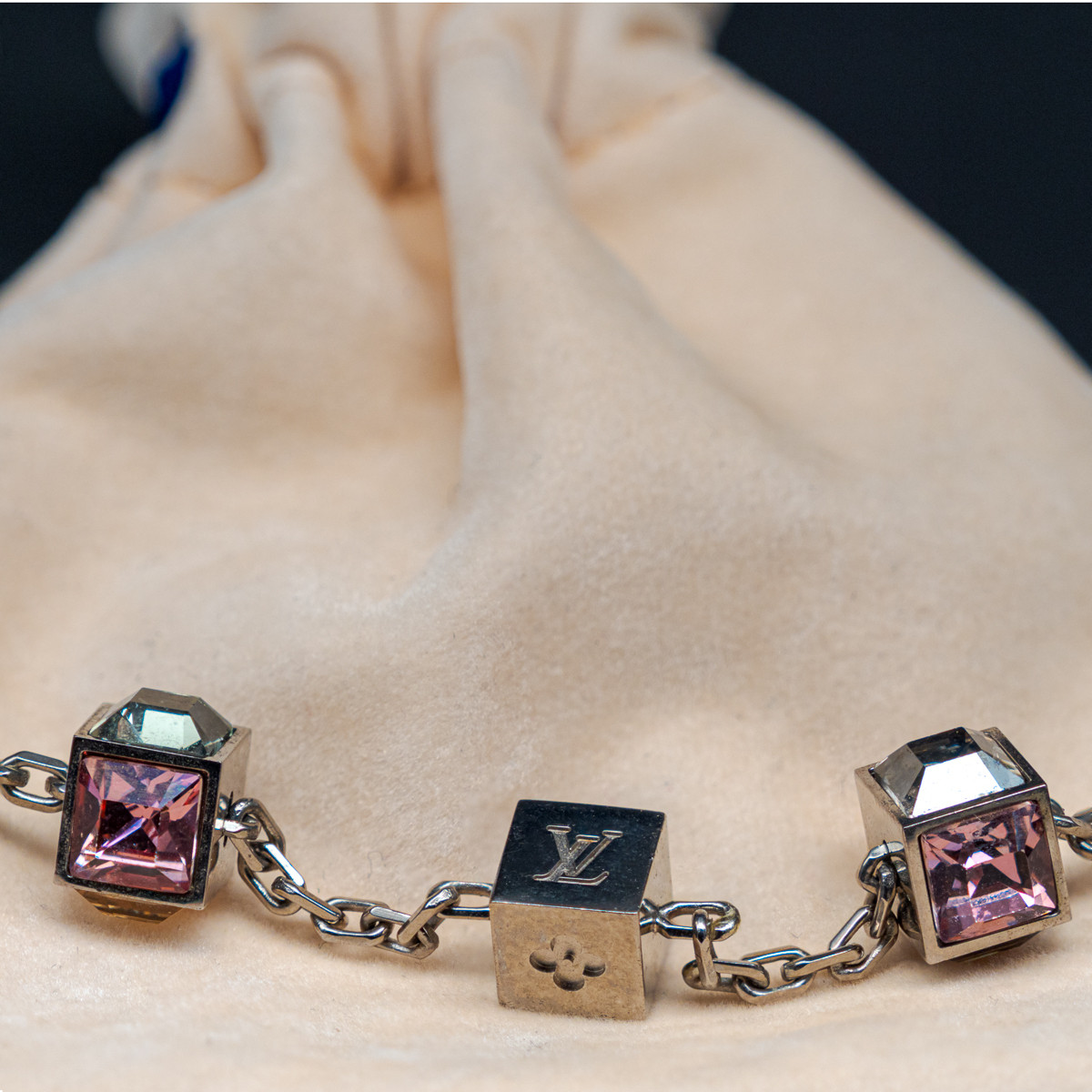 Pre-owned Louis Vuitton Silver Tone Gamble Crystal Bracelet