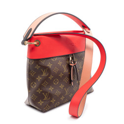 Sac besace Louis Vuitton Tuileries en toile Monogram et cuir rouge Kabuki