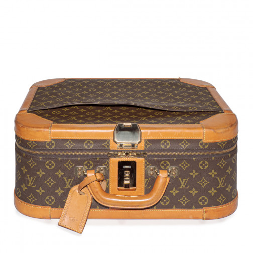 Louis Vuitton 3 valise demi-souple et extensible avec ceinture rigide en  toile Monogram.