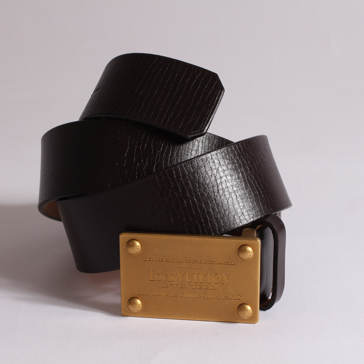 Chocolate Luxurious Louis Vuitton Genuine Leather Golden Buckles
